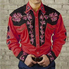 💥【S-3XL】Camisa de manga larga para hombre con estampado floral vintage