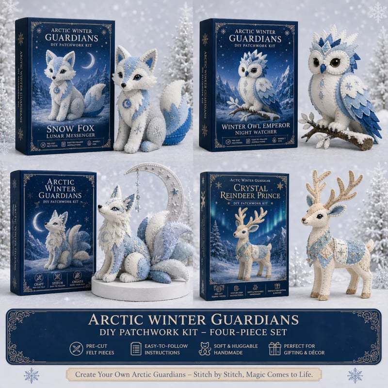 🎁 Último día: ¡Ahorra un 49%! 🧵 Mini kit de patchwork DIY de la serie «Arctic Winter Guardian».