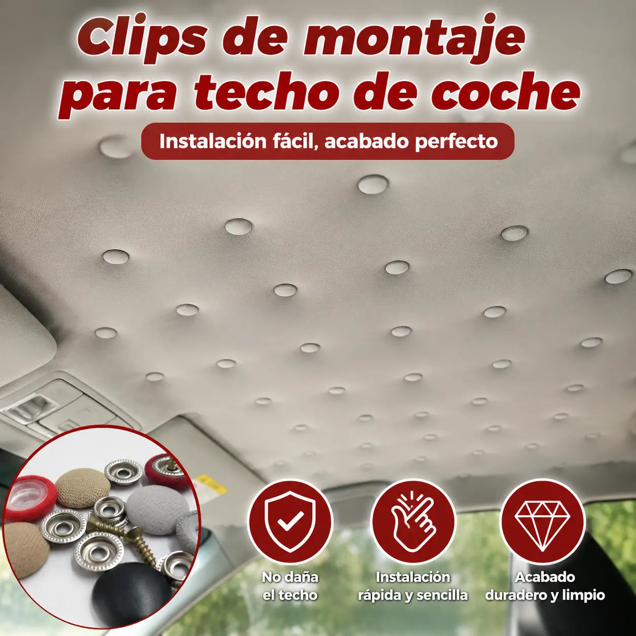 🔥【30 piezas】La lona del techo del automóvil se cae, fije el clip de fijación del clavo, modifique y restaure el interior del automóvil sin desmontarlo (kit de herramientas de instalación + destornillador + toalla incluido)