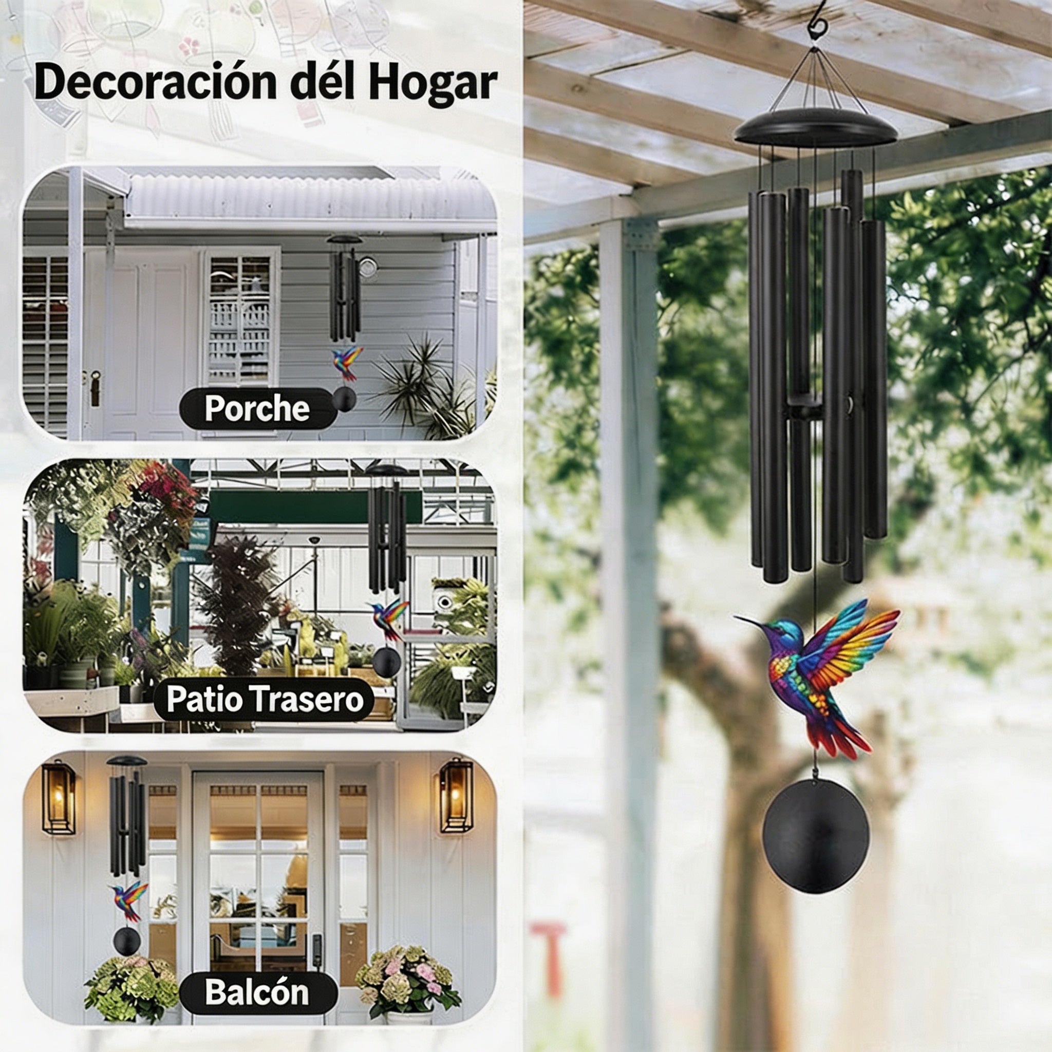 🕊️🔔 ¡OFERTA FLASH 50%! Carillón de Viento Vintage de Metal para Jardín – Aluminio Anodizado, Sonido Apacible, Resistente a la Intemperie, Ideal para Terraza y Balcón 🌿