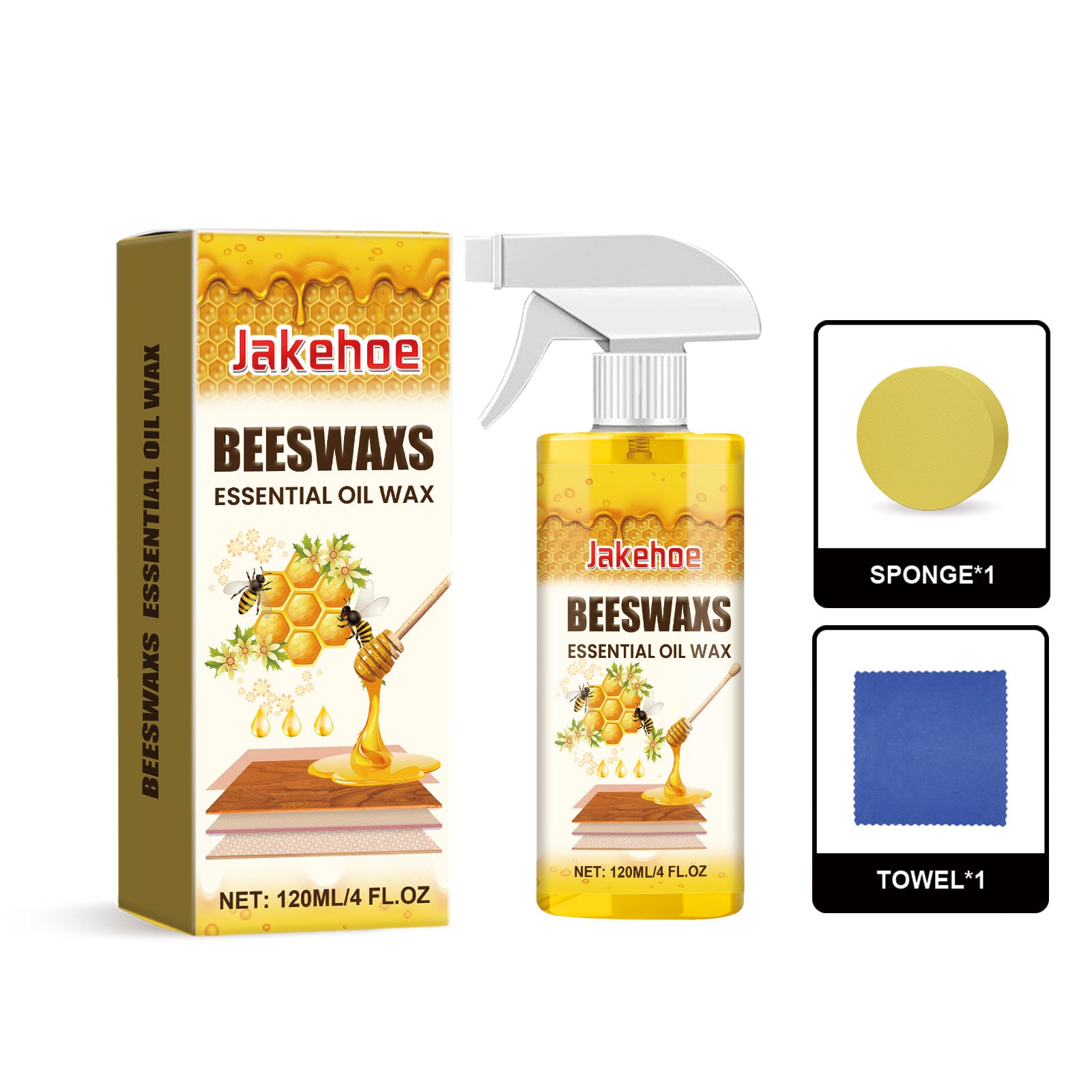 【50%OFF】Spray abrillantador de madera con cera de abeja de 120 ml (incluye esponja y toalla) para el cuidado de los muebles, la prevención de grietas y la protección de la pintura.
