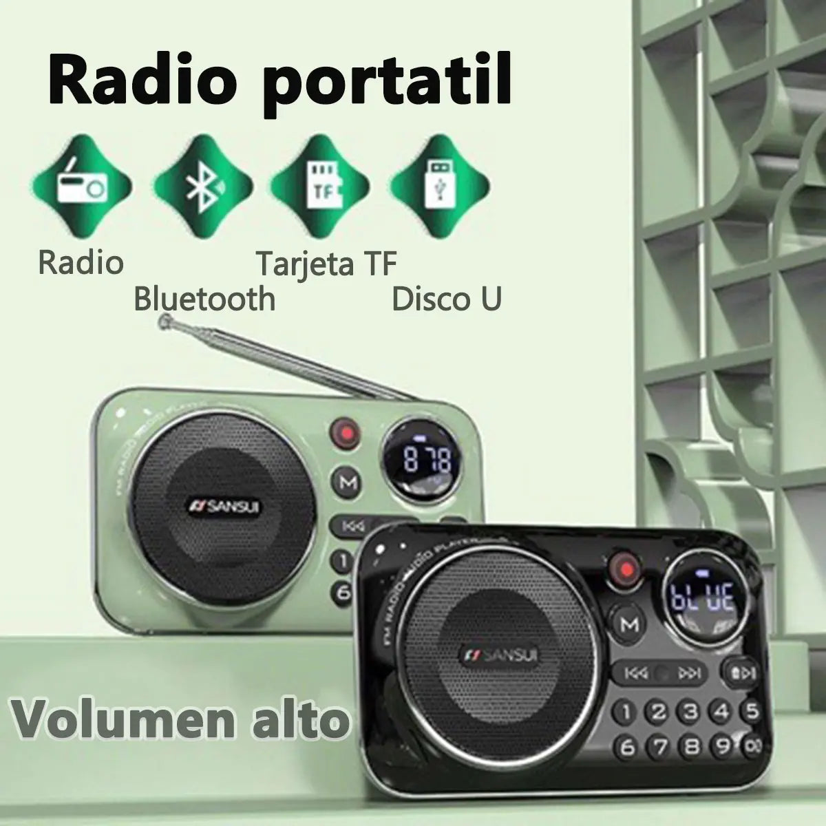 【💥Poslední den, sleva 50 %!】✨Přenosné rádio s Bluetooth, hudební přehrávač, podporuje paměťové karty a USB flash disky.