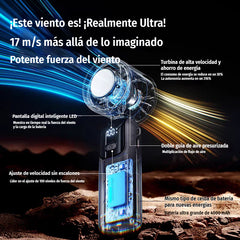 ❄️ Ventilador Portátil de Mano Refrigerante de Alta Velocidad 🌬️ 100 Niveles de Viento Ajustables ✨ Plegable y con Pantalla Digital
