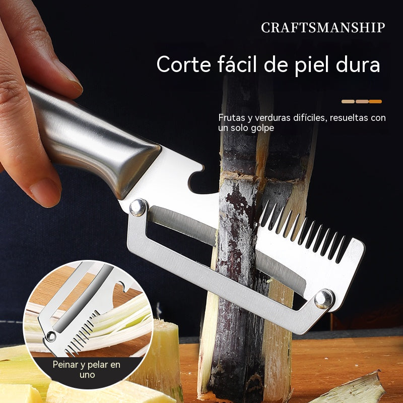 🔥Compre 1 y obtenga 1 gratis（2 piezas）🧅🔪 Pelador de cocina multifuncional 4 en 1: ¡Pela, pica verduras, corta carne y abre botellas! 🔥