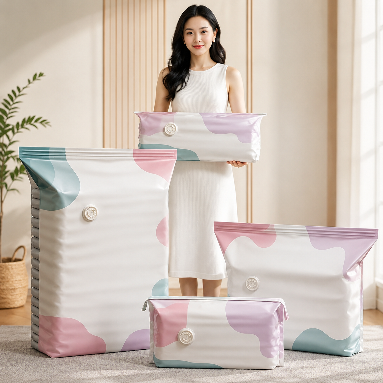 【5 piezas 】Bolsas de compresión para aspiradora domésticas, tamaño grande.
