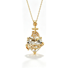 ❤️【Compra 1 y llévate 1 gratis】✝️ 【2 piezas】Collar del Sagrado Corazón de Jesús – Colgante de Cruz con Cristal en Forma de Corazón Bañado en Oro, Luz de Cristo, Joya Religiosa de Fe para Mujer 🎁✨