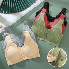 😍【Paquete de 5 Piezas】Sujetador Inalámbrico para Mujer con Botón Frontal ❤️【40-100kg】