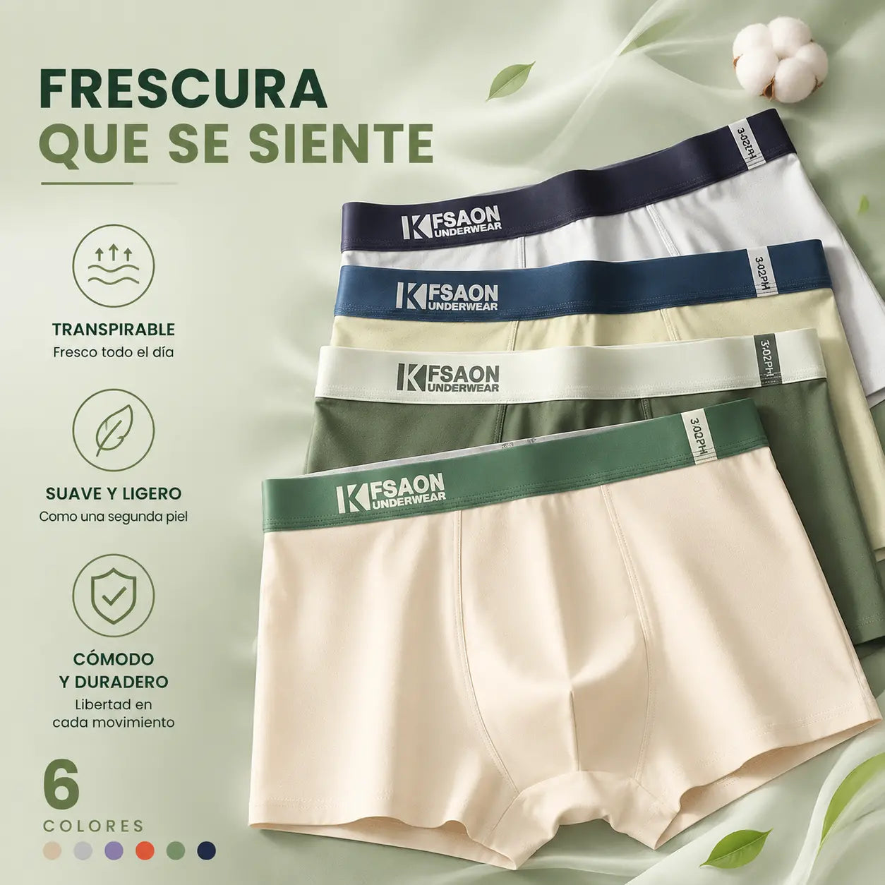 [Conjunto de 6 piezas] [L-4XL] Calzoncillos bóxer nuevos de algodón puro para hombre, tallas grandes [40-95 kg]