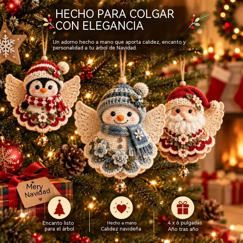 ❤️🎄Kit para hacer tú mismo un adorno navideño de ángel de ganchillo
