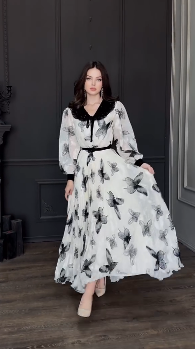 【S-5XL】😍🦋Vestido largo y elegante con estampado de mariposas.