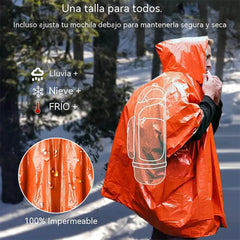 Impermeable de primeros auxilios para exteriores, para acampar, protección contra la hipotermia en la naturaleza, impermeable de emergencia para supervivencia, ropa de abrigo.