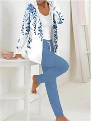 🔥Conjunto de dos piezas de traje casual estampado de otoño e invierno para mujer, pantalones de manga larga