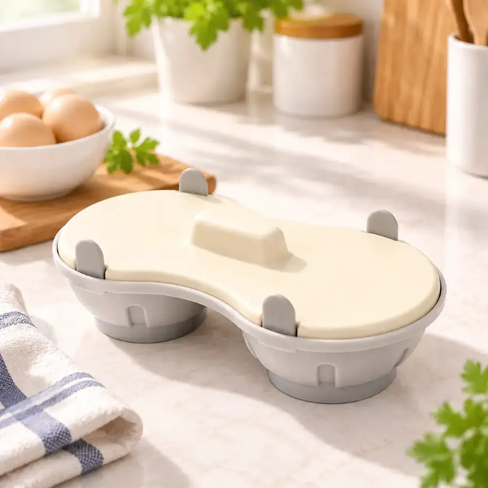 🥚✨ Vařič vajec do mikrovlnné trouby – rychlý a praktický parní hrnec s víkem. Kuchyňská nádoba bez obsahu BPA pro přípravu vajec natvrdo, ztracených vajec či míchaných vajíček během několika minut 🍳
