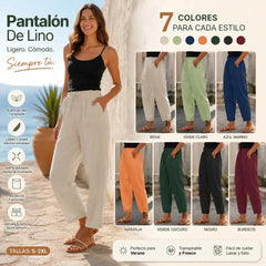 😍💕【40-120 kg】Pantalones casuales para mujer de algodón y lino