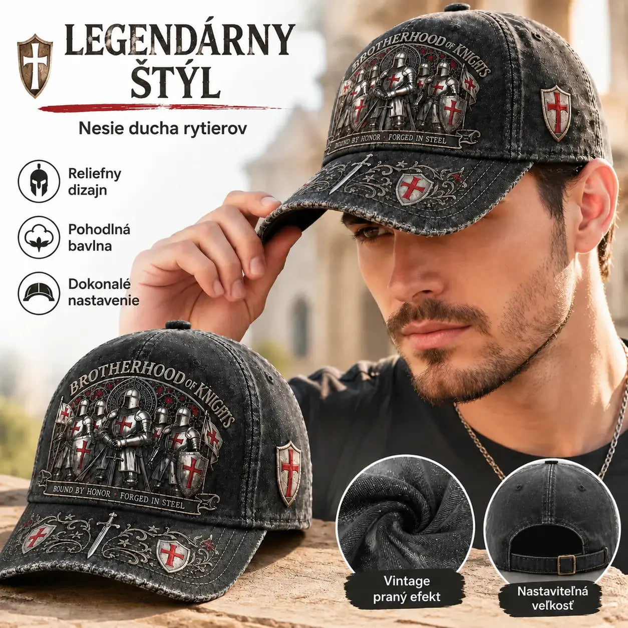 🛡️🧢 Bejzbalová šiltovka Guardian Knight, nastaviteľná, priedušná a s ochranou pred slnkom.