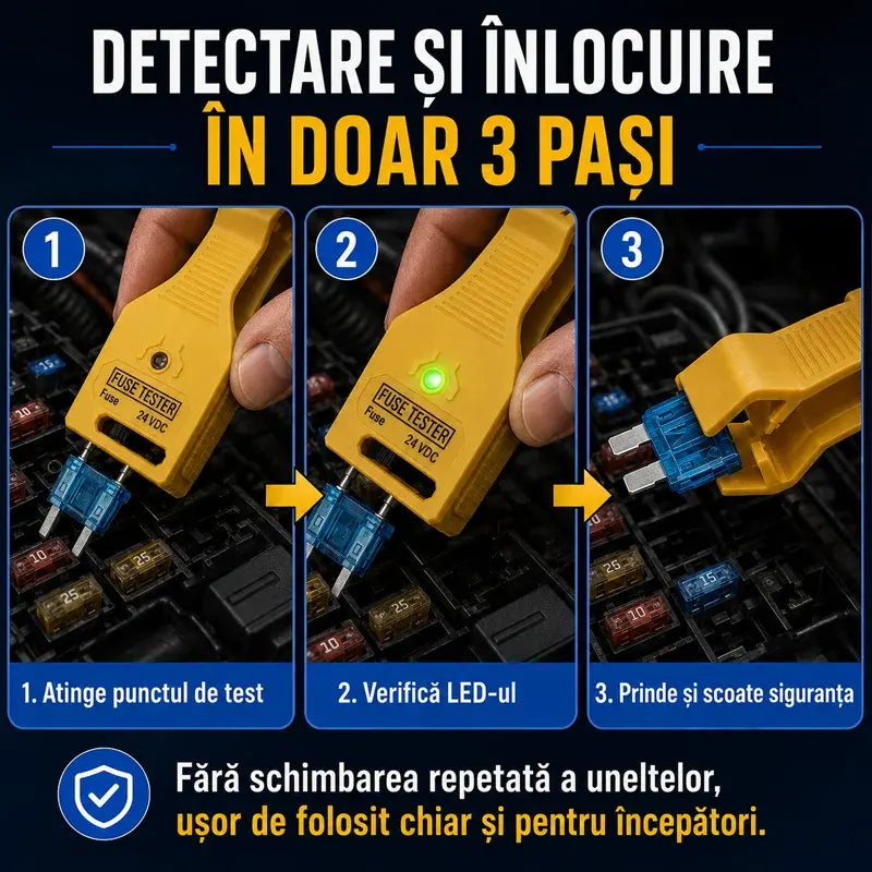 ⚡ Probador de fusibles y alicates 2 en 1 para coche (compatible con 12V/24V / indicador LED verde / espaciado ajustable / alicates extractores / para coche, camión y barco). 🚗✨