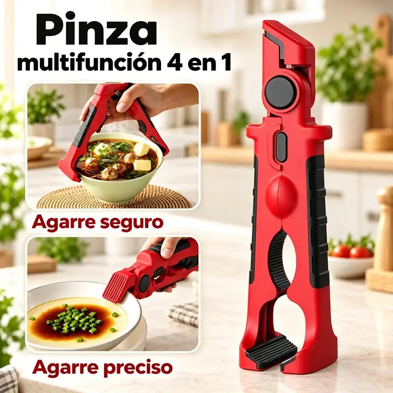 🥢【2 piezas por 26 euros】🔥 Pinza Multiusos 4 en 1 Antideslizante de Silicona – Extrae Platos y Fuentes Calientes sin Quemarte, Perfecta para Ollas y Vaporeras 🍲