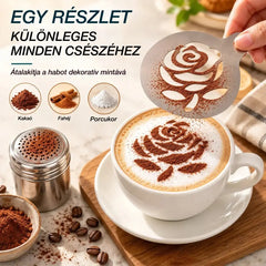 Rozsdamentes acél sablon kávé-latte art készítéséhez