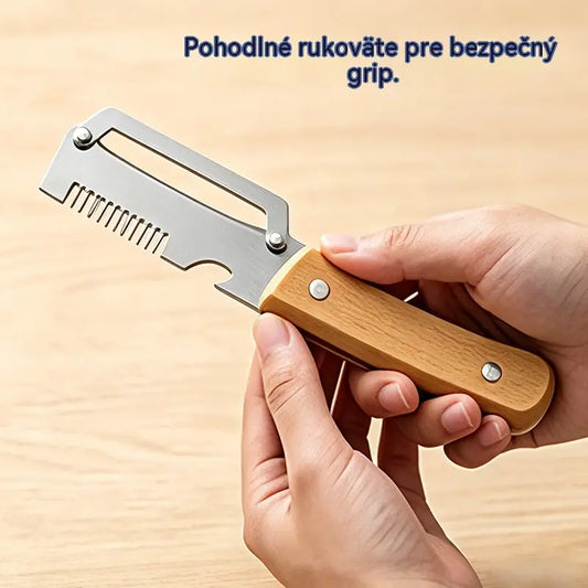 【Kúpte 1 a získajte 1 zadarmo (dva kusy)】 Multifunkčná kuchynská škrabka 3 v 1: Šúpe, seká a otvára fľaše!