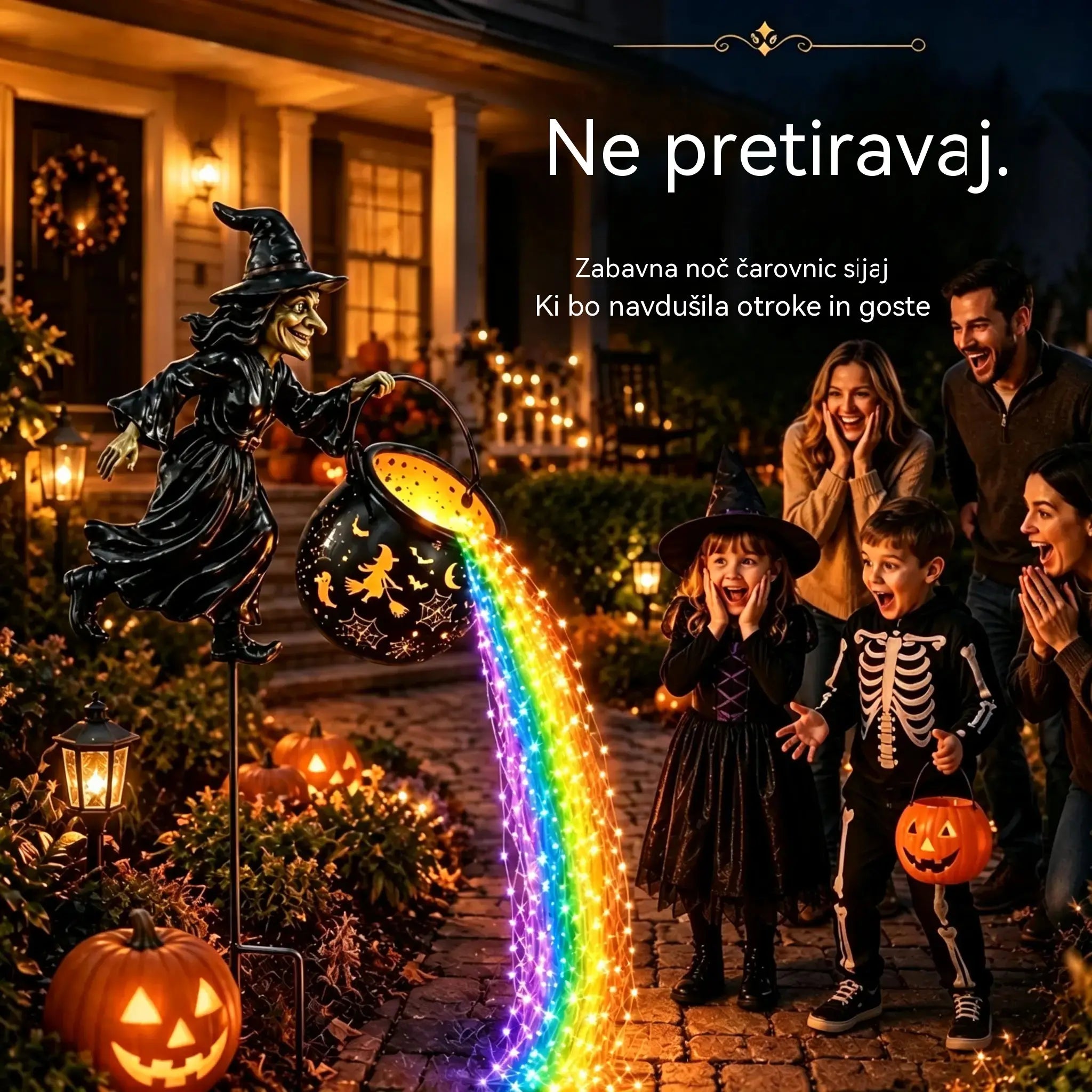 🧙‍♀️🎃 Vrtna svetilka Čarovniški kotel z LED lučko – Osupljiva zunanja dekoracija 🔮✨