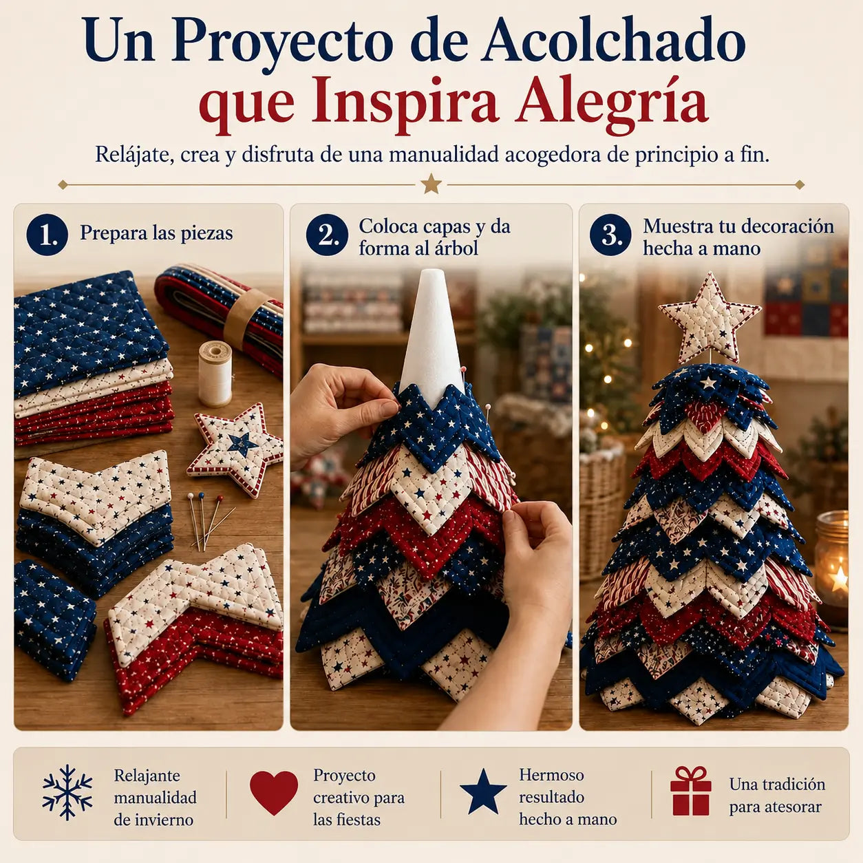 🎄Set de patchwork para árbol de Navidad de Halloween: Un adorno de Halloween que se puede hacer fácilmente con varias capas de tela, perfecto para los amantes del patchwork.