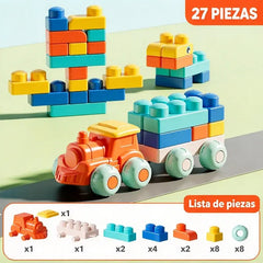 🎨🚂 Set de Bloques de Construcción Tipo Tren, Juguete DIY de Goma Blanda para Niños, Fomenta la Creatividad y la Motricidad Fina 🧩🌟