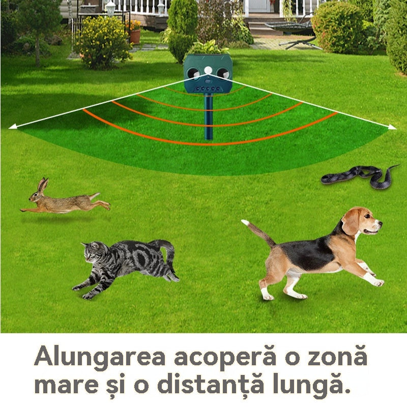 🔥Repelente ultrasónico de aves para exteriores con energía solar, dos bocinas y luces intermitentes