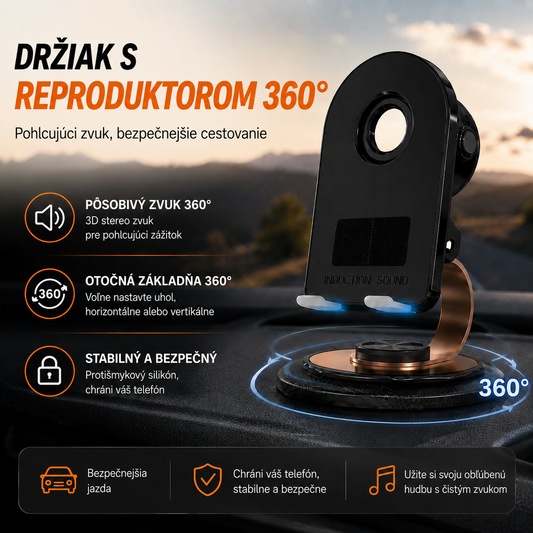 🔥📢 ZĽAVA 50 %! Bluetooth reproduktor 5 v 1 s bezdrôtovým nabíjaním a nastaviteľným držiakom na telefón 🎶⚡