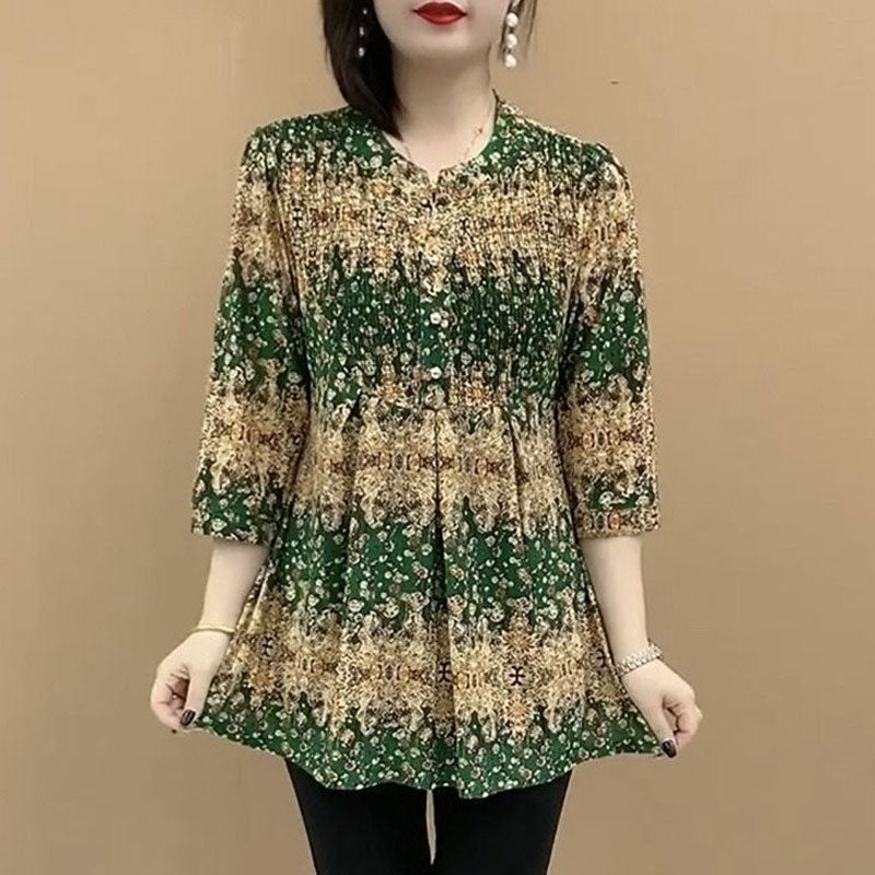 【30%OFF】🔥🔥✨️🍁【XL-4XL】Camisa de seda de hielo con cuello en V y botones elásticos, cómoda, talla grande, 2025