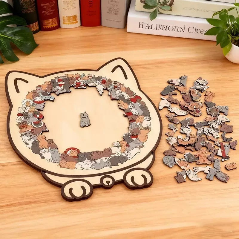 ⏳ Oferta por tiempo limitado -50% ⏰ Puzzle de Madera en Forma de Gato de 135 Piezas 😸✨
