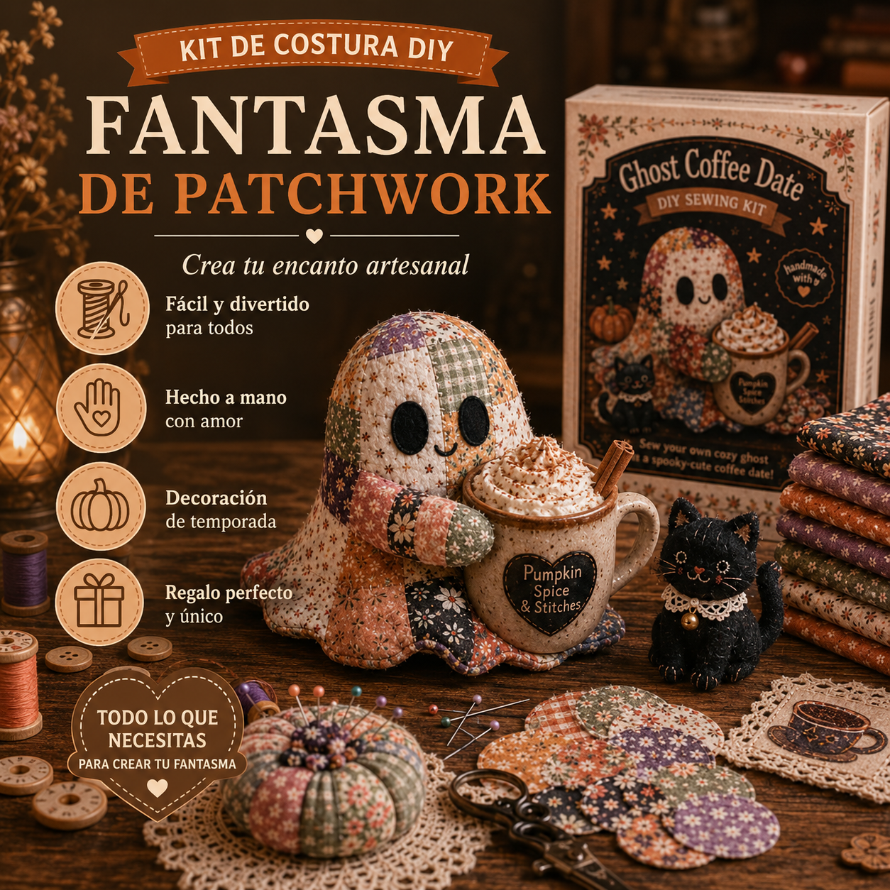 🔥Último día con 50% de descuento - 👻Set de patchwork DIY Little Ghost