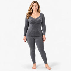【M-2XL】Conjunto de ropa interior térmica de invierno para mujer: aislante, grueso, con inserciones, de calentamiento rápido, para otoño e invierno.