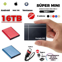 【16TB】Unidad de estado sólido externa portátil de alta velocidad y gran capacidad