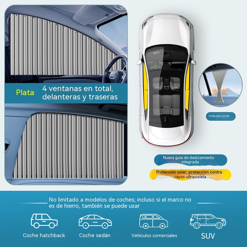[Juego de 4 piezas] Cortina parasol con riel deslizante para ventana de coche y aislamiento térmico