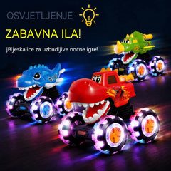 🦖🚗 Automobil s dinosaurima i funkcijom pokretanja pritiskom: laganim pritiskom kreće uz bljeskanje svjetala i zabavnu buku ✨🎮
