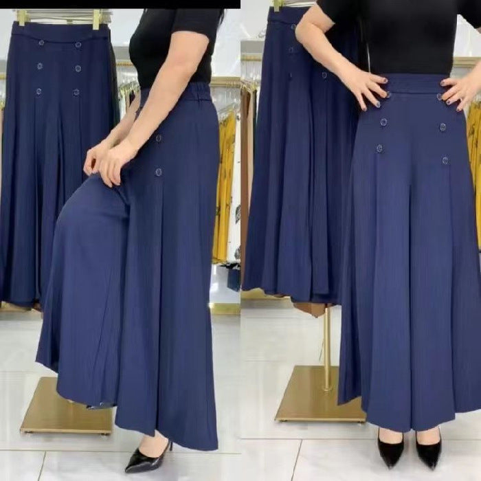 ✨【Tallas M-5XL】Pantalón Falda Moda Mujer, Pierna Ancha y Diseño Drapeado