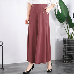❤️【39%OFF】❤️❤️【M-5XL】2025 Nuevos pantalones hasta el tobillo de seda helada de pierna ancha para mujer de verano