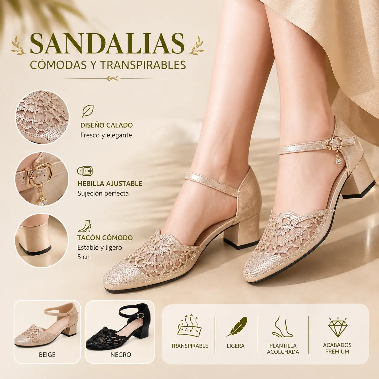 💞【35~40】Nuevas y elegantes sandalias de tacón bajo para