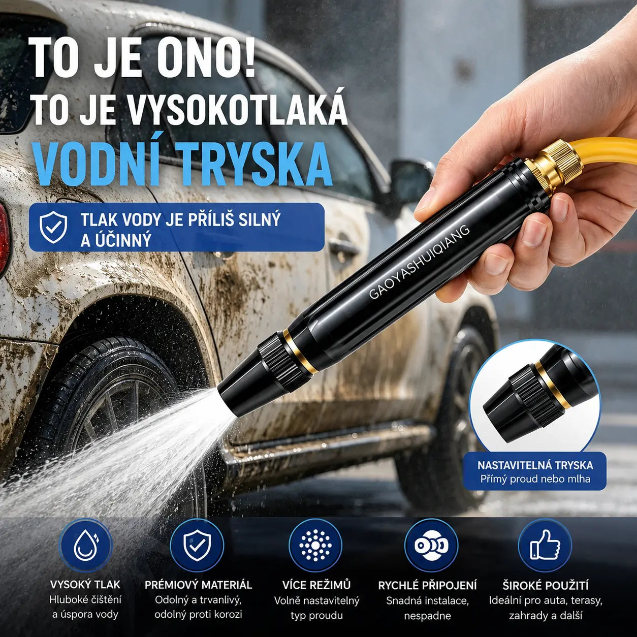 Poslední den se slevou 55 % - 【Koupit 1 a získat 1 zdarma】（2 sady）Vysokotlaká stříkací pistole pro domácí použití