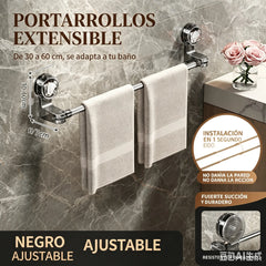 ✨🚿Diseño ligero y sin perforaciones —Toallero retráctil con ventosa