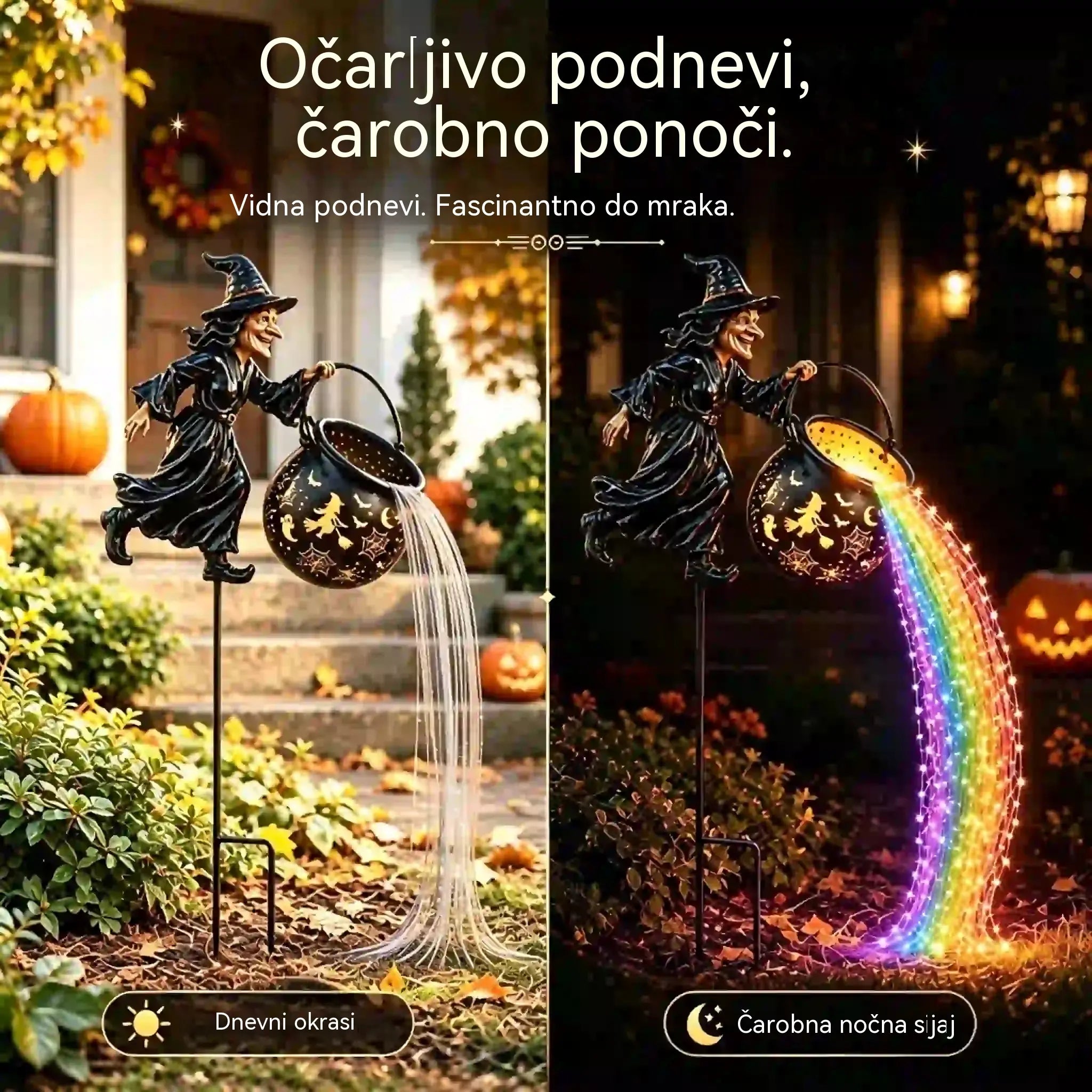 🧙‍♀️🎃 Vrtna svetilka Čarovniški kotel z LED lučko – Osupljiva zunanja dekoracija 🔮✨