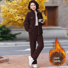 🔴💥【M-4XL】Traje casual de terciopelo para mujer con elementos atrevidos (chaqueta + pantalón)