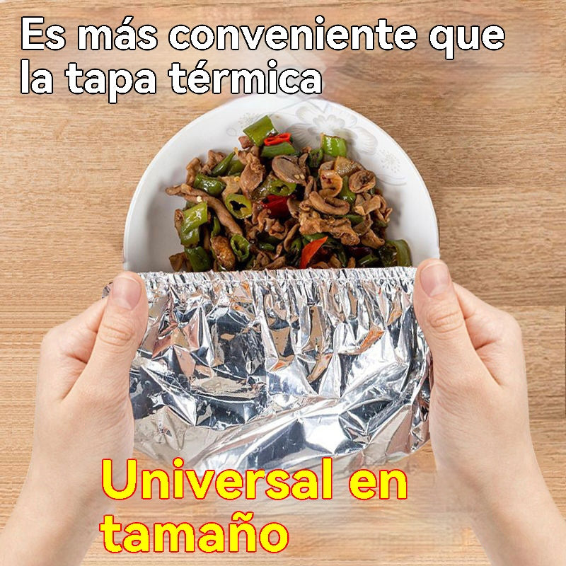 ✨【Paquete de 50 unidades】♻️🍲Tapa aislante reutilizable de papel de aluminio apta para alimentos