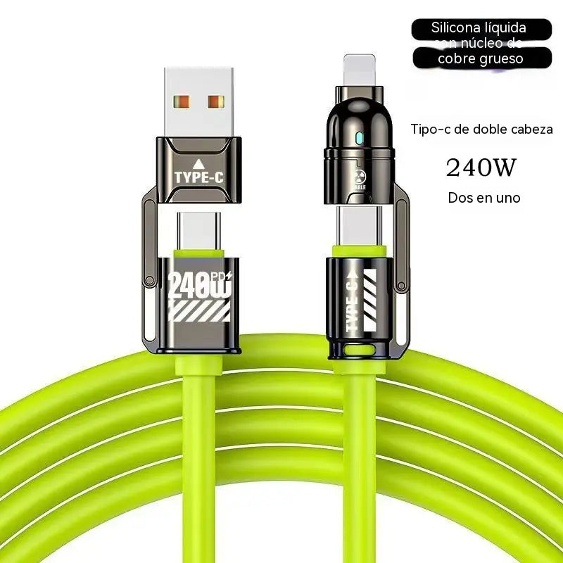 🔥Compre 1 y obtenga 1 gratis（2 piezas） 🔥Cable de carga rápida 4 en 1 de 240 W（2 metros de largo）⚡📱