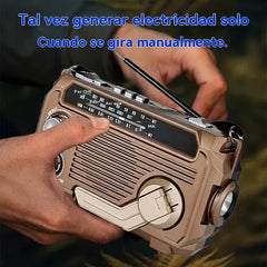 🔦 Radio de emergencia portátil con carga manual y luz LED