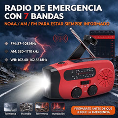 ⏳⏳ ¡50 % DE DESCUENTO POR TIEMPO LIMITADO! 📻 Radio de emergencia solar portátil multifuncional: incluye batería externa (power bank), manivela y alertas meteorológicas; ideal para actividades al aire libre y situaciones de emergencia.