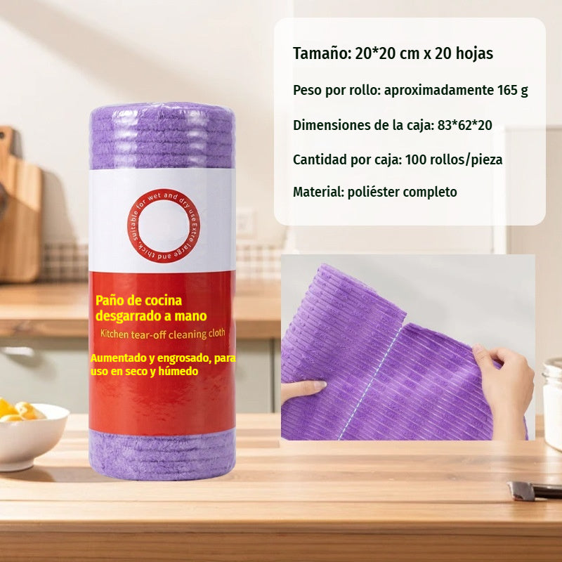 【2 unidades a 27 euros】🧻 Rollo de Paño de Limpieza Desprendible de Microfibra Gruesa – Reutilizable, Seco y Húmedo, para Cocina y Hogar 🏠✨
