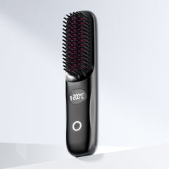 Cepillo alisador de pelo inalámbrico con pantalla LED