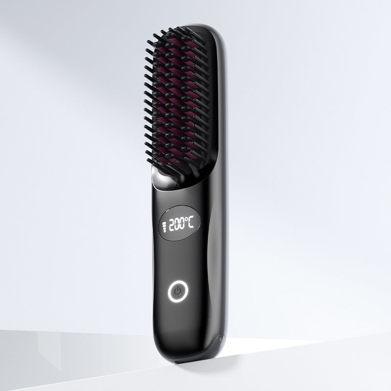 Cepillo alisador de pelo inalámbrico con pantalla LED