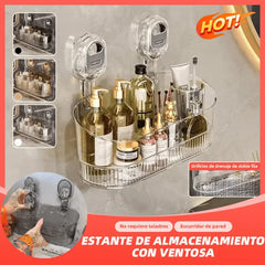 🍽️🧺Estante de almacenamiento con ventosa sin perforaciones, escurridor de pared para cocina y baño🔥